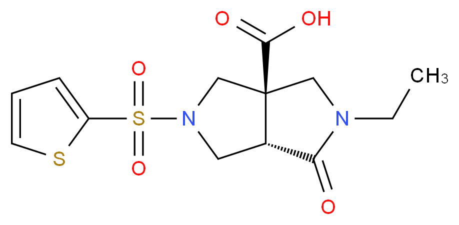 (3aR*,6aS*)-2-ethyl-1-oxo-5-(2-thienylsulfonyl)hexahydropyrrolo[3,4-c]pyrrole-3a(1H)-carboxylic acid_Molecular_structure_CAS_)