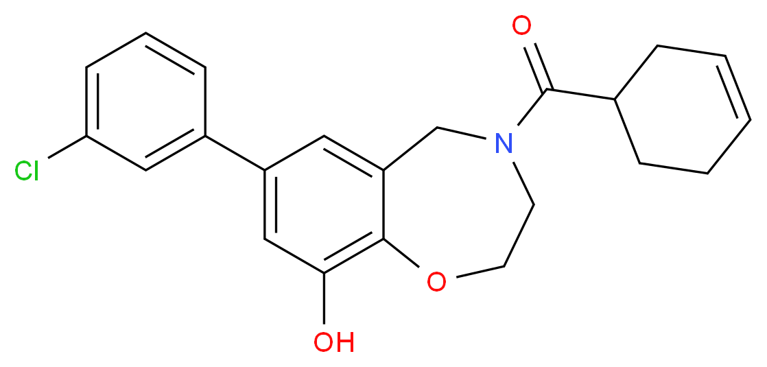 7-(3-chlorophenyl)-4-(cyclohex-3-en-1-ylcarbonyl)-2,3,4,5-tetrahydro-1,4-benzoxazepin-9-ol_Molecular_structure_CAS_)