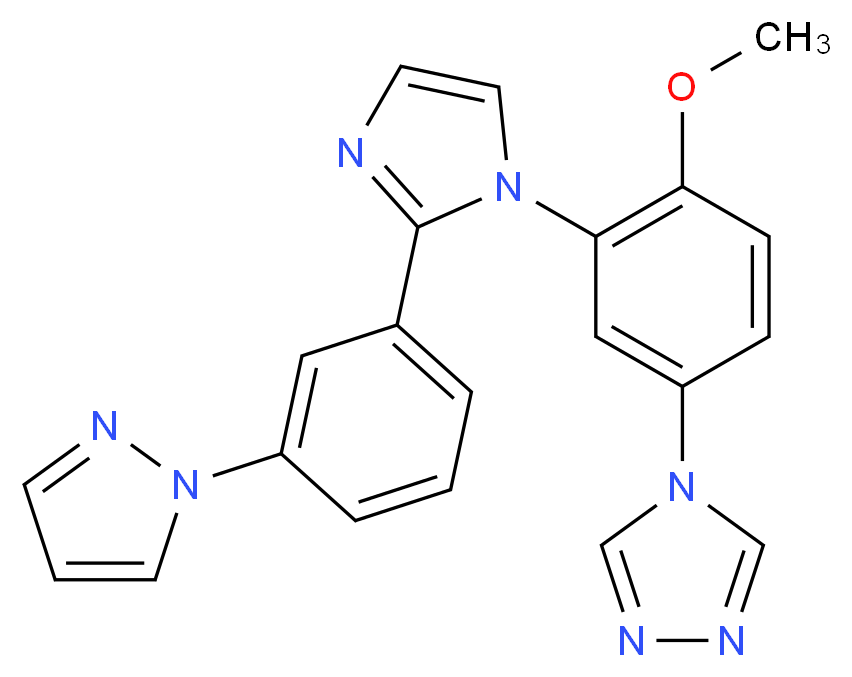 4-(4-methoxy-3-{2-[3-(1H-pyrazol-1-yl)phenyl]-1H-imidazol-1-yl}phenyl)-4H-1,2,4-triazole_Molecular_structure_CAS_)