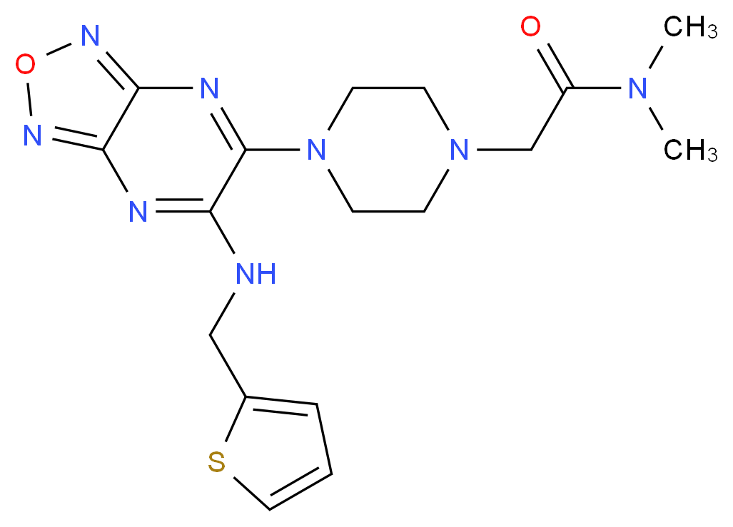 N,N-dimethyl-2-(4-{6-[(2-thienylmethyl)amino][1,2,5]oxadiazolo[3,4-b]pyrazin-5-yl}-1-piperazinyl)acetamide_Molecular_structure_CAS_)
