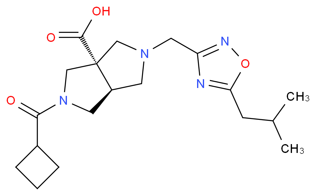 (3aS*,6aS*)-2-(cyclobutylcarbonyl)-5-[(5-isobutyl-1,2,4-oxadiazol-3-yl)methyl]hexahydropyrrolo[3,4-c]pyrrole-3a(1H)-carboxylic acid_Molecular_structure_CAS_)