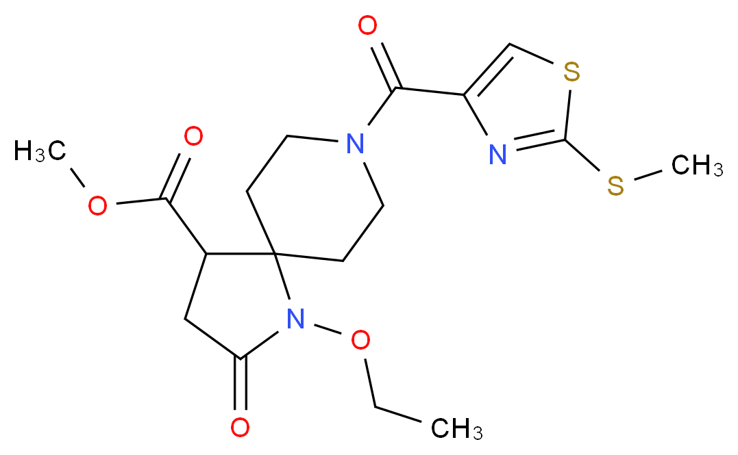 methyl 1-ethoxy-8-{[2-(methylthio)-1,3-thiazol-4-yl]carbonyl}-2-oxo-1,8-diazaspiro[4.5]decane-4-carboxylate_Molecular_structure_CAS_)