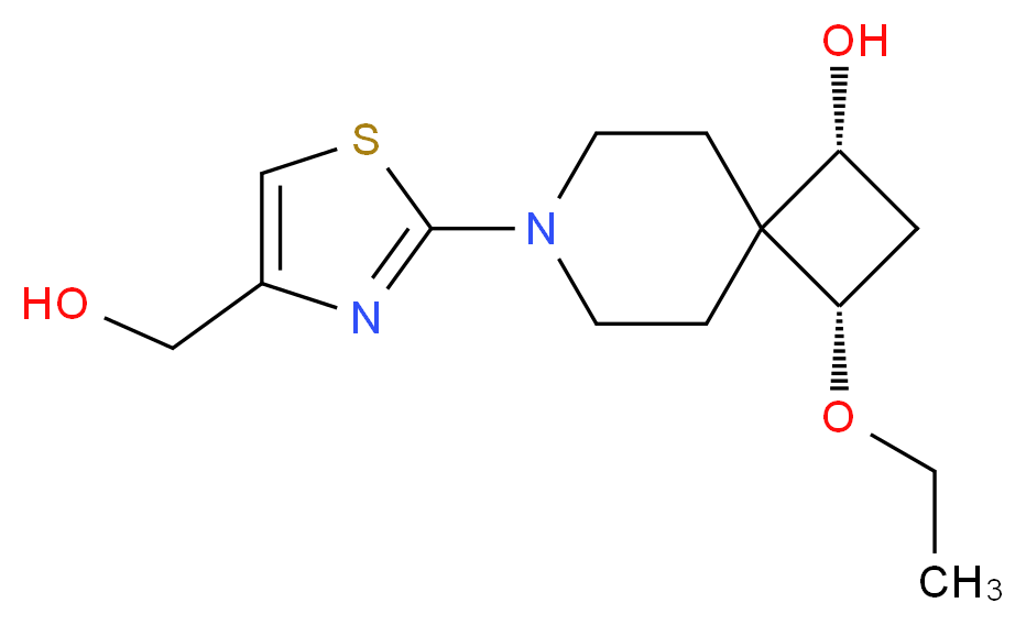 (1R*,3S*)-3-ethoxy-7-[4-(hydroxymethyl)-1,3-thiazol-2-yl]-7-azaspiro[3.5]nonan-1-ol_Molecular_structure_CAS_)