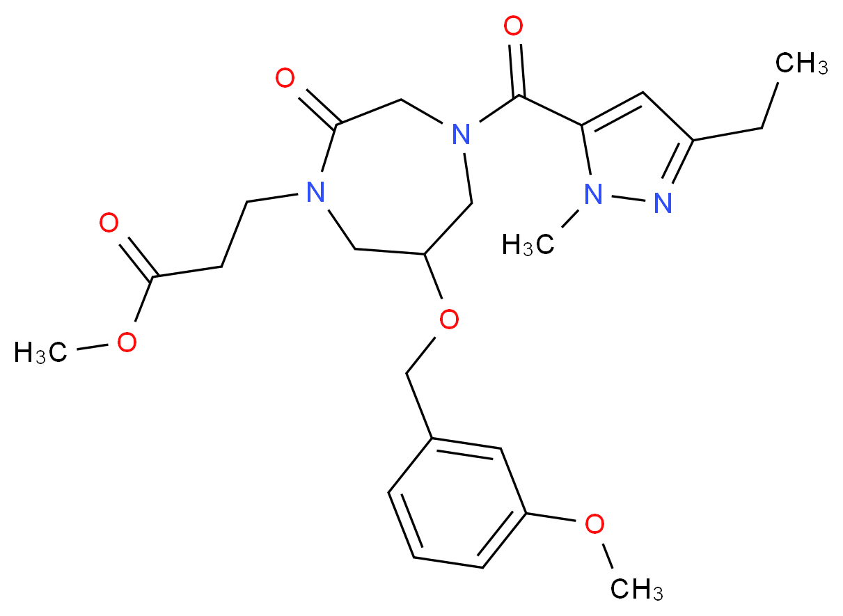 methyl 3-{4-[(3-ethyl-1-methyl-1H-pyrazol-5-yl)carbonyl]-6-[(3-methoxybenzyl)oxy]-2-oxo-1,4-diazepan-1-yl}propanoate_Molecular_structure_CAS_)