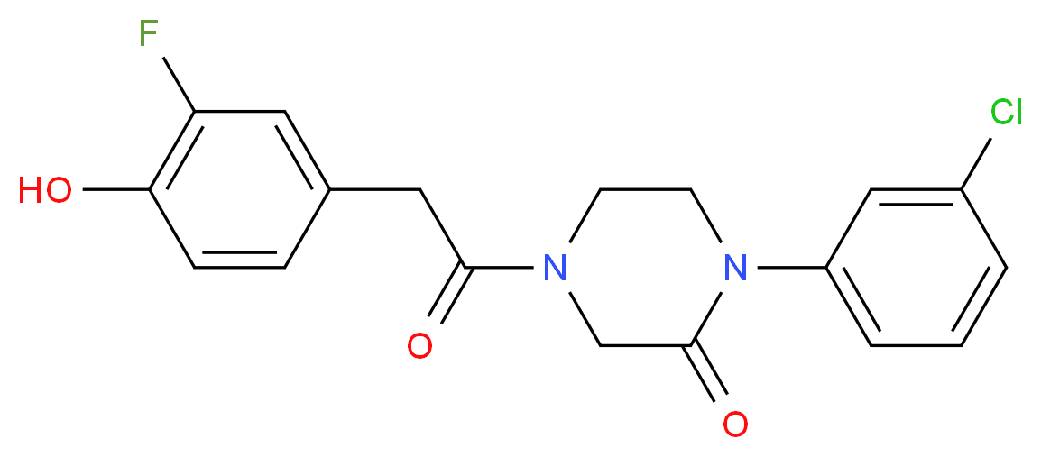 1-(3-chlorophenyl)-4-[(3-fluoro-4-hydroxyphenyl)acetyl]-2-piperazinone_Molecular_structure_CAS_)