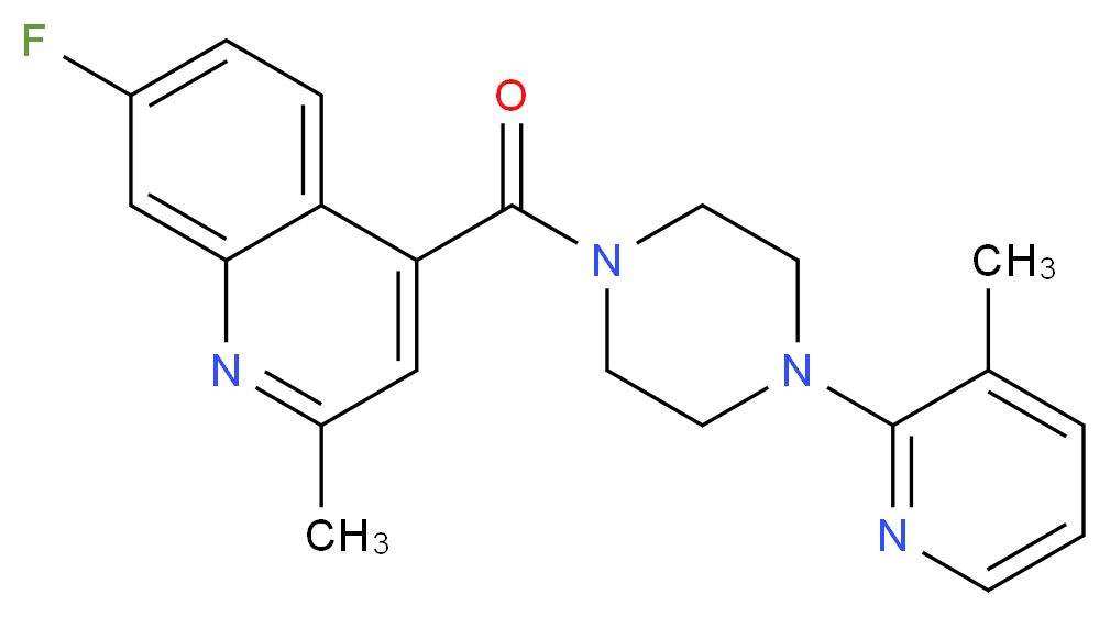 7-fluoro-2-methyl-4-{[4-(3-methyl-2-pyridinyl)-1-piperazinyl]carbonyl}quinoline_Molecular_structure_CAS_)