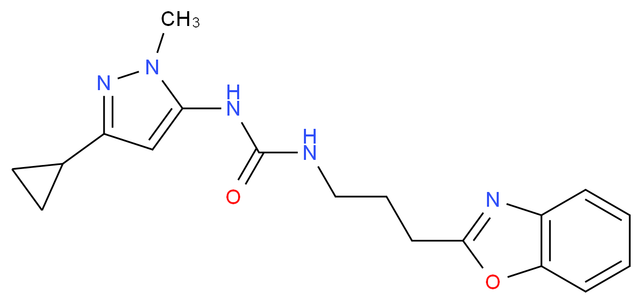 N-[3-(1,3-benzoxazol-2-yl)propyl]-N'-(3-cyclopropyl-1-methyl-1H-pyrazol-5-yl)urea_Molecular_structure_CAS_)