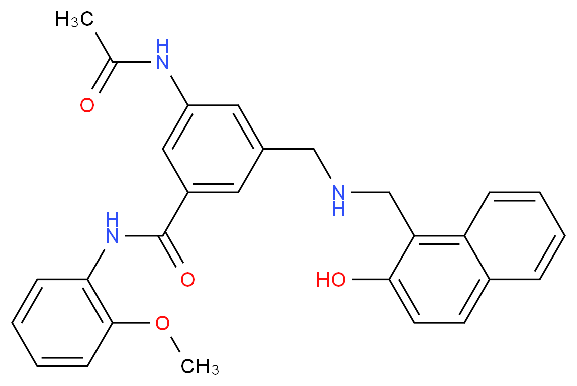 3-(acetylamino)-5-({[(2-hydroxy-1-naphthyl)methyl]amino}methyl)-N-(2-methoxyphenyl)benzamide_Molecular_structure_CAS_)