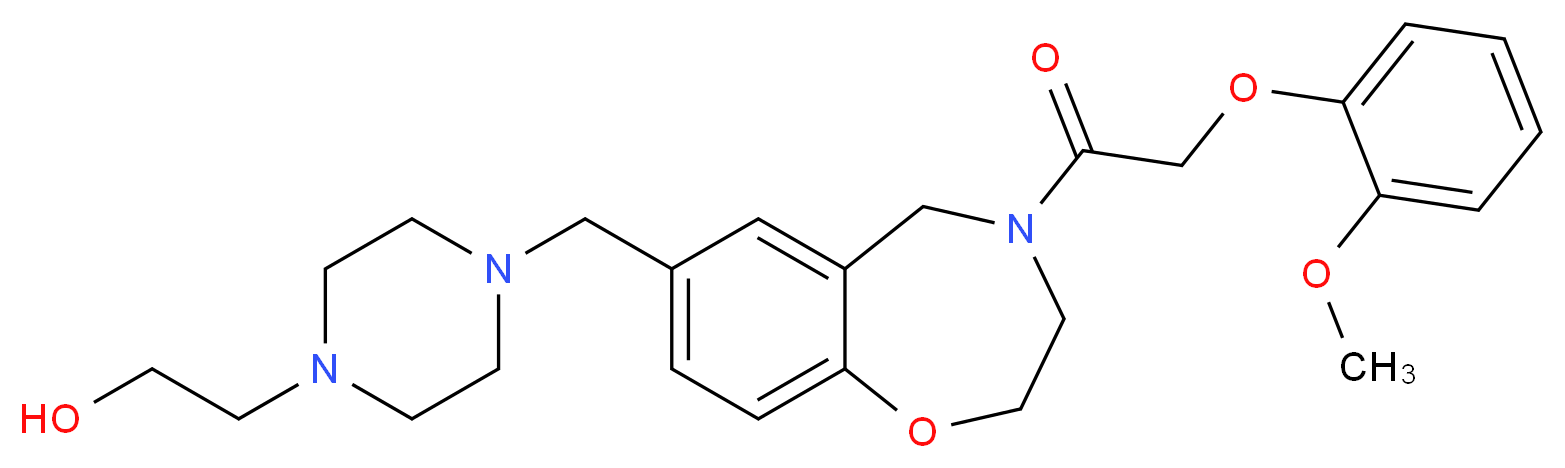 2-[4-({4-[(2-methoxyphenoxy)acetyl]-2,3,4,5-tetrahydro-1,4-benzoxazepin-7-yl}methyl)-1-piperazinyl]ethanol_Molecular_structure_CAS_)