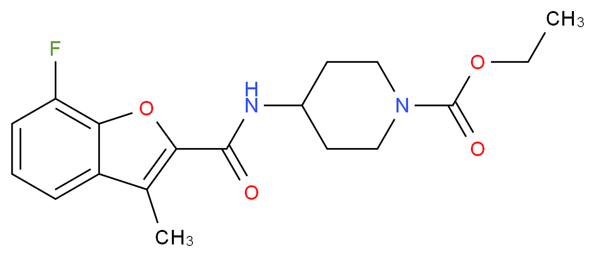 ethyl 4-{[(7-fluoro-3-methyl-1-benzofuran-2-yl)carbonyl]amino}-1-piperidinecarboxylate_Molecular_structure_CAS_)