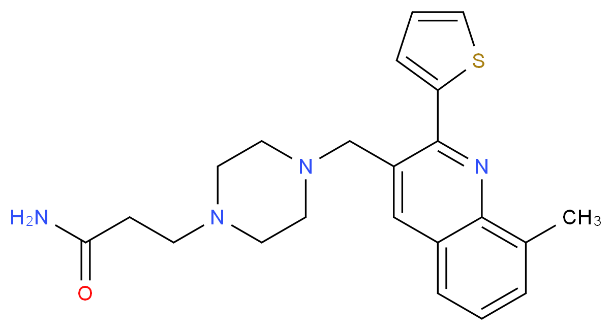 3-(4-{[8-methyl-2-(2-thienyl)-3-quinolinyl]methyl}-1-piperazinyl)propanamide_Molecular_structure_CAS_)