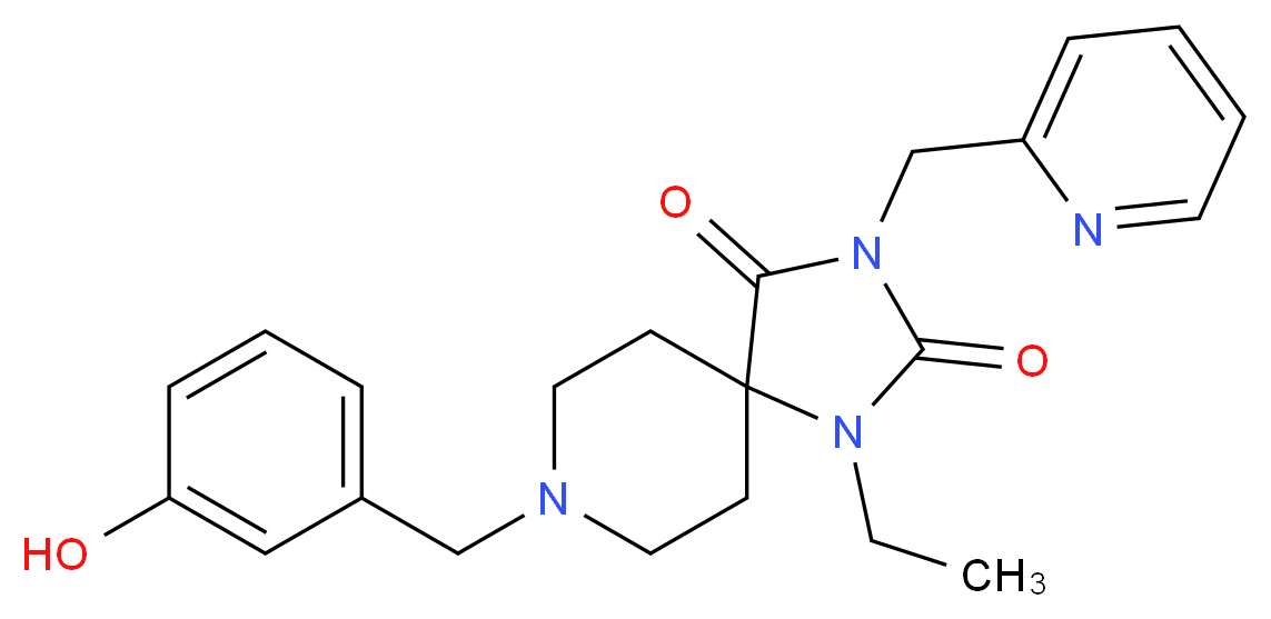 1-ethyl-8-(3-hydroxybenzyl)-3-(2-pyridinylmethyl)-1,3,8-triazaspiro[4.5]decane-2,4-dione_Molecular_structure_CAS_)