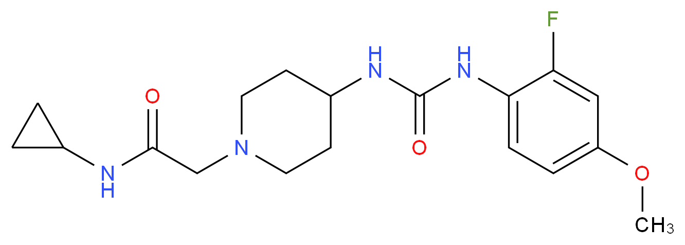 N-cyclopropyl-2-[4-({[(2-fluoro-4-methoxyphenyl)amino]carbonyl}amino)piperidin-1-yl]acetamide_Molecular_structure_CAS_)