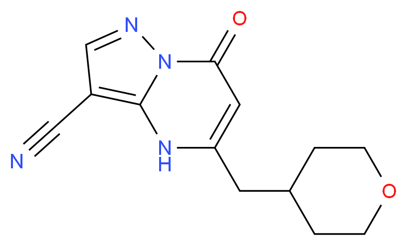 7-oxo-5-(tetrahydro-2H-pyran-4-ylmethyl)-4,7-dihydropyrazolo[1,5-a]pyrimidine-3-carbonitrile_Molecular_structure_CAS_)