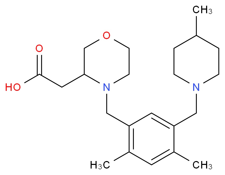 (4-{2,4-dimethyl-5-[(4-methyl-1-piperidinyl)methyl]benzyl}-3-morpholinyl)acetic acid_Molecular_structure_CAS_)