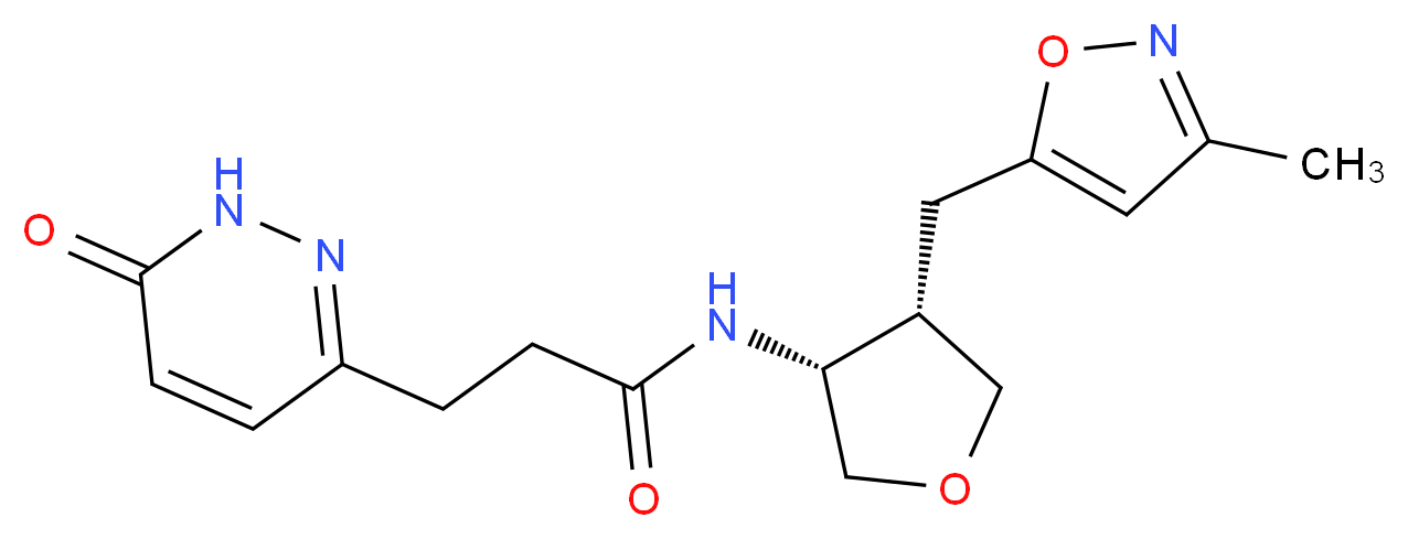 N-{(3R*,4S*)-4-[(3-methylisoxazol-5-yl)methyl]tetrahydrofuran-3-yl}-3-(6-oxo-1,6-dihydropyridazin-3-yl)propanamide_Molecular_structure_CAS_)