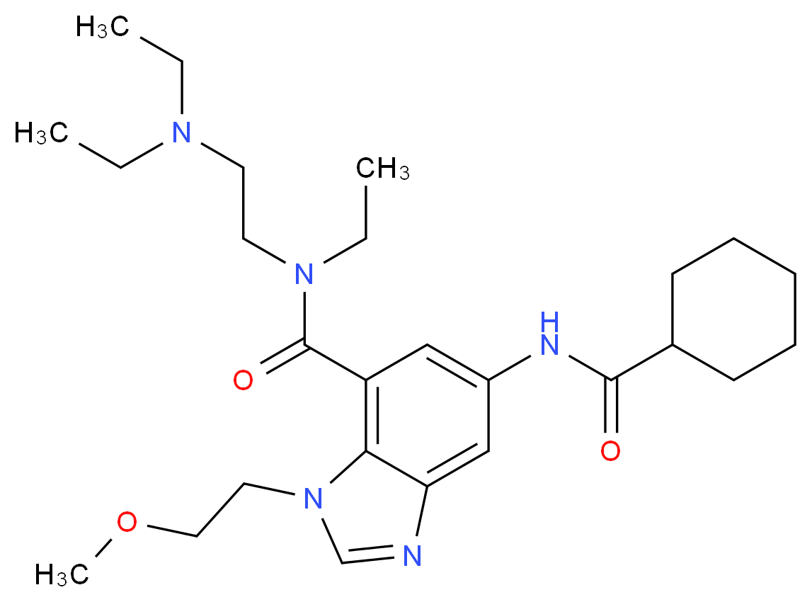 5-[(cyclohexylcarbonyl)amino]-N-[2-(diethylamino)ethyl]-N-ethyl-1-(2-methoxyethyl)-1H-benzimidazole-7-carboxamide_Molecular_structure_CAS_)