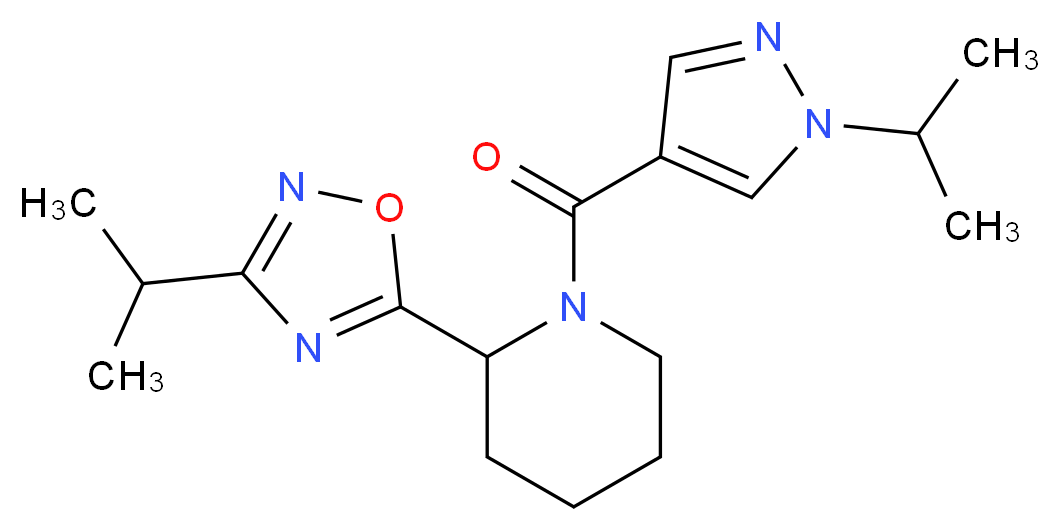 2-(3-isopropyl-1,2,4-oxadiazol-5-yl)-1-[(1-isopropyl-1H-pyrazol-4-yl)carbonyl]piperidine_Molecular_structure_CAS_)