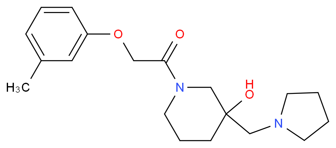 1-[(3-methylphenoxy)acetyl]-3-(pyrrolidin-1-ylmethyl)piperidin-3-ol_Molecular_structure_CAS_)