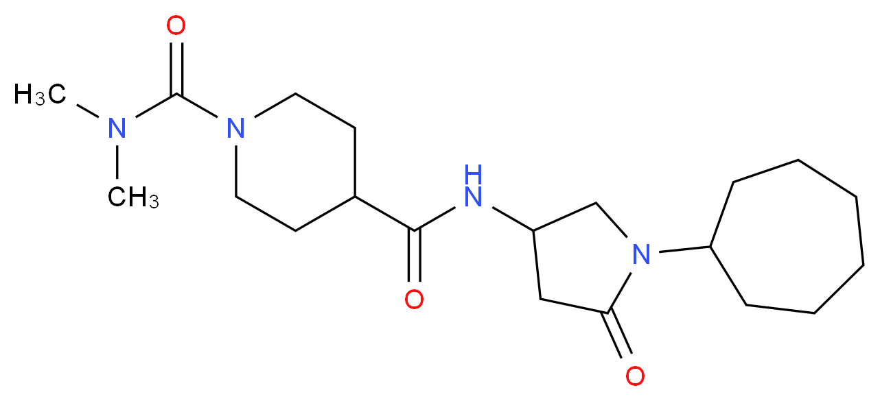 N~4~-(1-cycloheptyl-5-oxo-3-pyrrolidinyl)-N~1~,N~1~-dimethyl-1,4-piperidinedicarboxamide_Molecular_structure_CAS_)