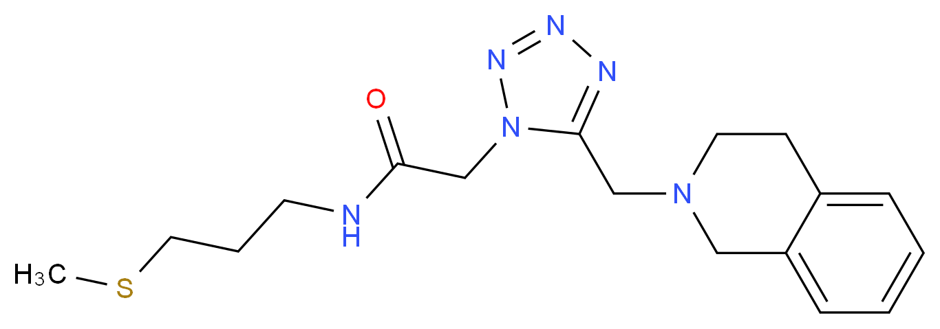 2-[5-(3,4-dihydro-2(1H)-isoquinolinylmethyl)-1H-tetrazol-1-yl]-N-[3-(methylthio)propyl]acetamide_Molecular_structure_CAS_)