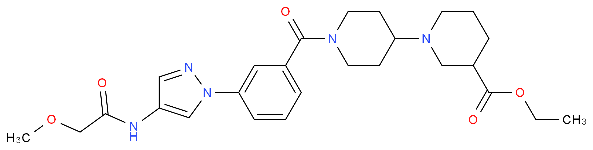 ethyl 1'-(3-{4-[(methoxyacetyl)amino]-1H-pyrazol-1-yl}benzoyl)-1,4'-bipiperidine-3-carboxylate_Molecular_structure_CAS_)