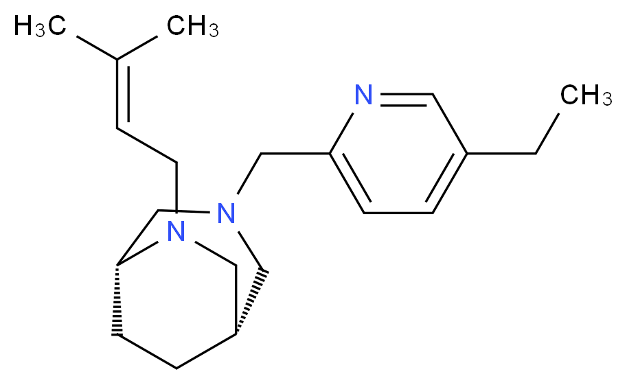 (1S*,5R*)-3-[(5-ethyl-2-pyridinyl)methyl]-6-(3-methyl-2-buten-1-yl)-3,6-diazabicyclo[3.2.2]nonane_Molecular_structure_CAS_)