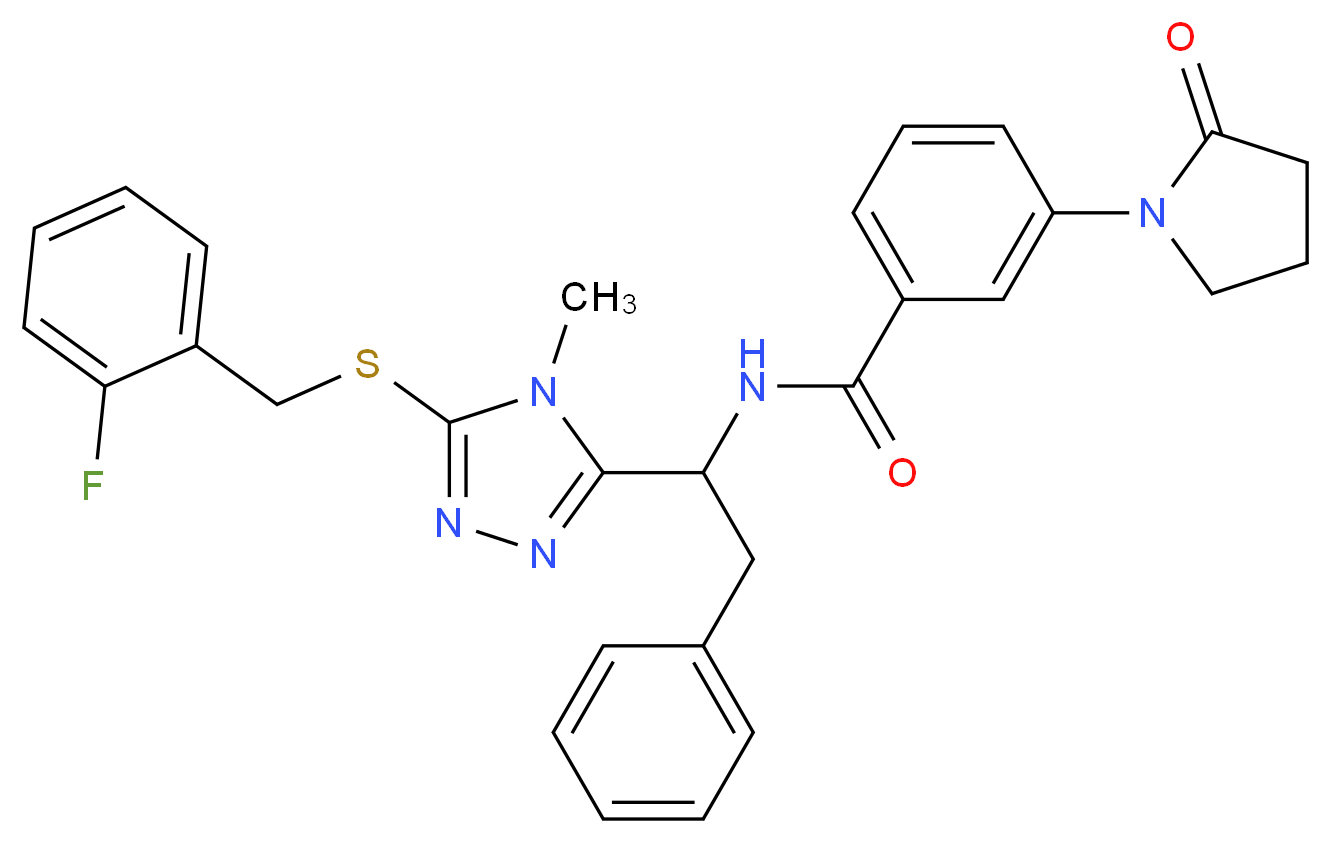 N-(1-{5-[(2-fluorobenzyl)thio]-4-methyl-4H-1,2,4-triazol-3-yl}-2-phenylethyl)-3-(2-oxo-1-pyrrolidinyl)benzamide_Molecular_structure_CAS_)