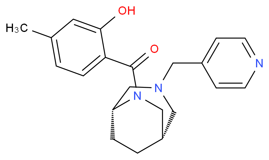 5-methyl-2-{[(1S*,5R*)-3-(4-pyridinylmethyl)-3,6-diazabicyclo[3.2.2]non-6-yl]carbonyl}phenol_Molecular_structure_CAS_)