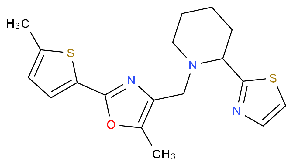 1-{[5-methyl-2-(5-methyl-2-thienyl)-1,3-oxazol-4-yl]methyl}-2-(1,3-thiazol-2-yl)piperidine_Molecular_structure_CAS_)