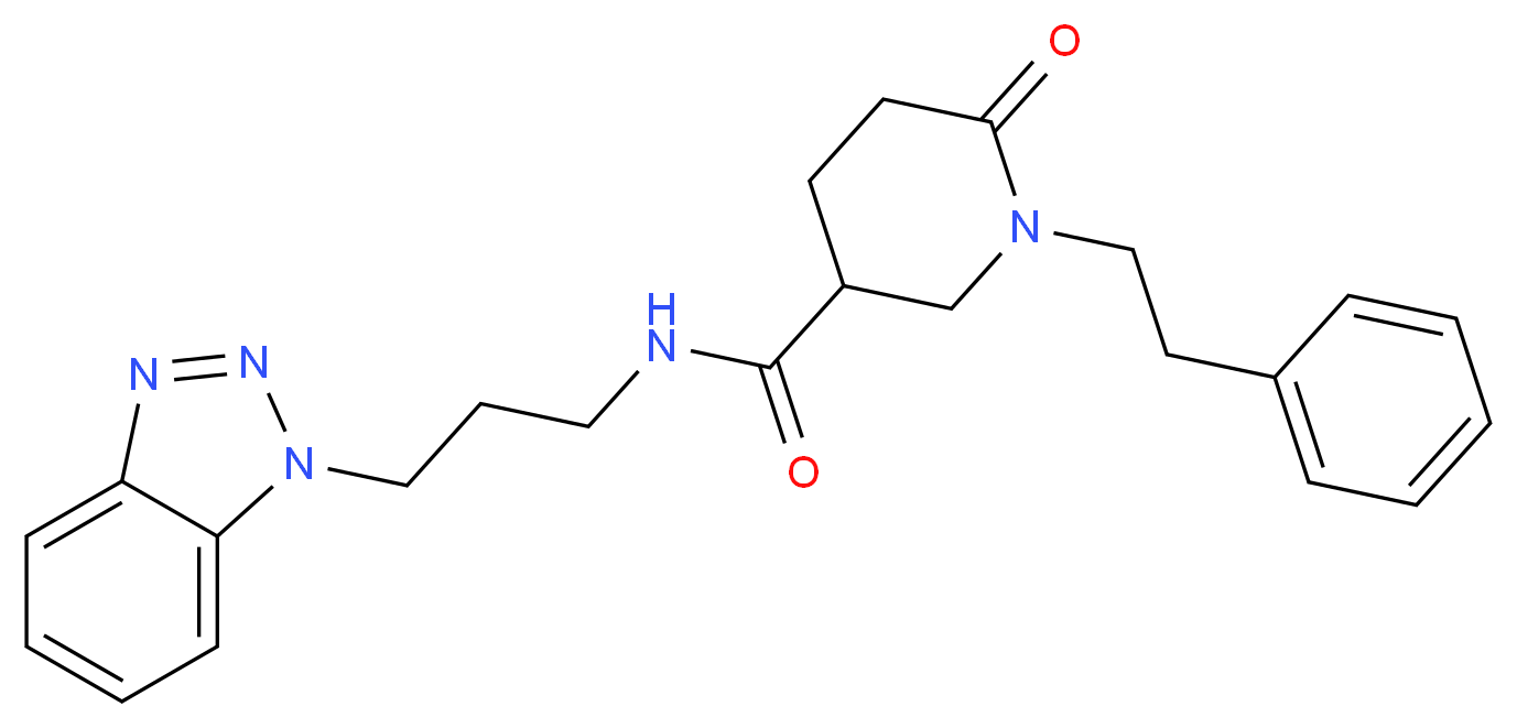 N-[3-(1H-1,2,3-benzotriazol-1-yl)propyl]-6-oxo-1-(2-phenylethyl)-3-piperidinecarboxamide_Molecular_structure_CAS_)