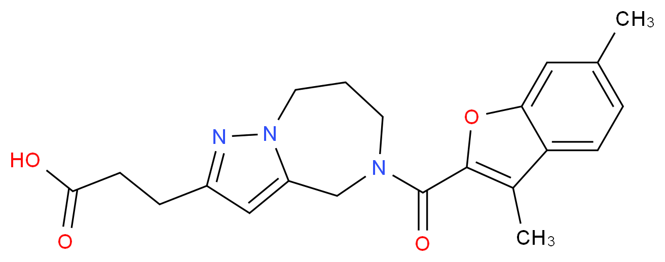 3-{5-[(3,6-dimethyl-1-benzofuran-2-yl)carbonyl]-5,6,7,8-tetrahydro-4H-pyrazolo[1,5-a][1,4]diazepin-2-yl}propanoic acid_Molecular_structure_CAS_)
