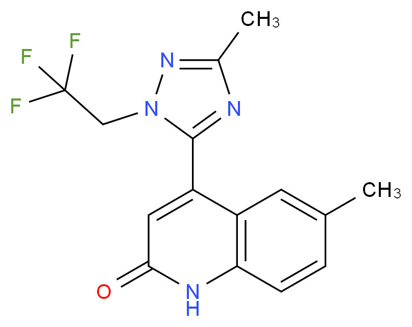 6-methyl-4-[3-methyl-1-(2,2,2-trifluoroethyl)-1H-1,2,4-triazol-5-yl]quinolin-2(1H)-one_Molecular_structure_CAS_)