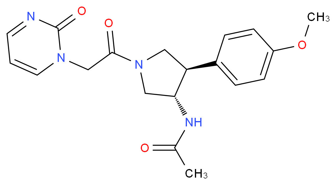 N-{(3S*,4R*)-4-(4-methoxyphenyl)-1-[(2-oxo-1(2H)-pyrimidinyl)acetyl]-3-pyrrolidinyl}acetamide_Molecular_structure_CAS_)