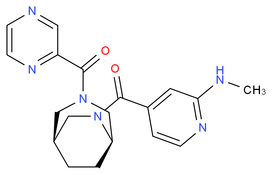 N-methyl-4-{[(1S*,5R*)-3-(2-pyrazinylcarbonyl)-3,6-diazabicyclo[3.2.2]non-6-yl]carbonyl}-2-pyridinamine_Molecular_structure_CAS_)