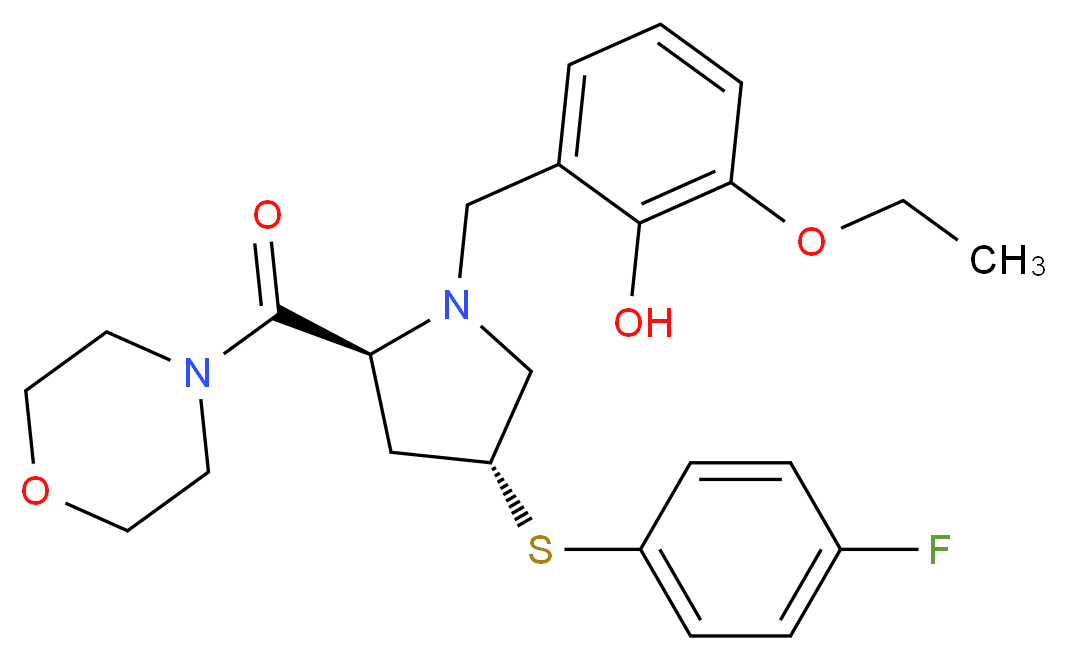 2-ethoxy-6-{[(2S,4R)-4-[(4-fluorophenyl)thio]-2-(4-morpholinylcarbonyl)-1-pyrrolidinyl]methyl}phenol_Molecular_structure_CAS_)