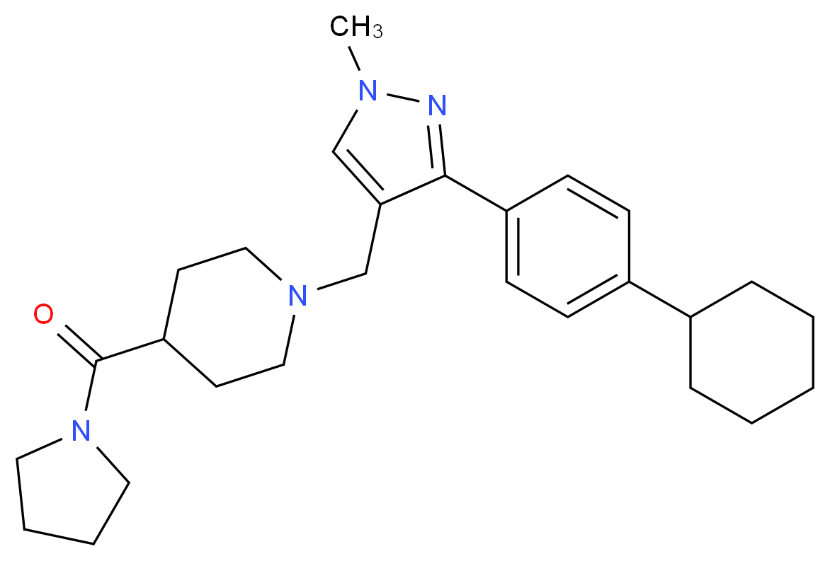 1-{[3-(4-cyclohexylphenyl)-1-methyl-1H-pyrazol-4-yl]methyl}-4-(1-pyrrolidinylcarbonyl)piperidine_Molecular_structure_CAS_)