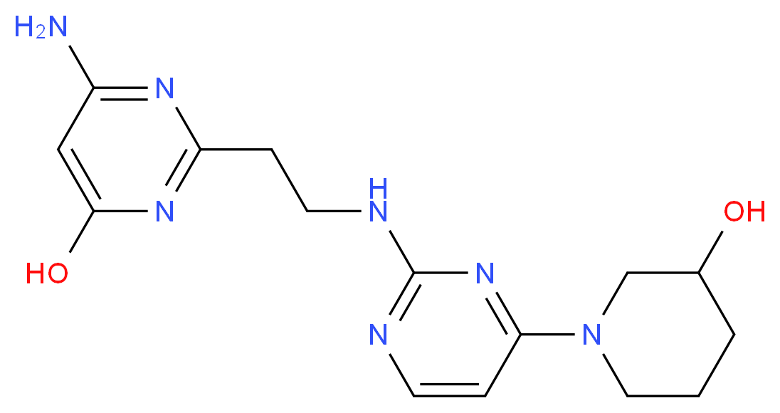 6-amino-2-(2-{[4-(3-hydroxypiperidin-1-yl)pyrimidin-2-yl]amino}ethyl)pyrimidin-4-ol_Molecular_structure_CAS_)