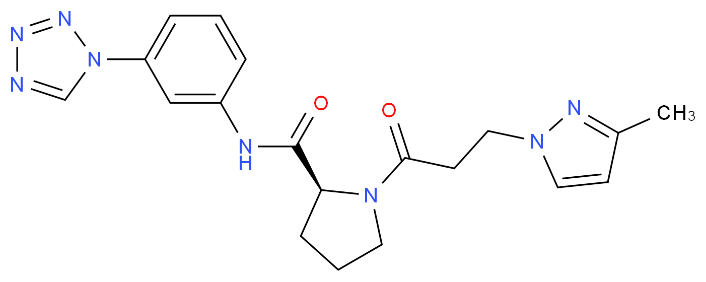 1-[3-(3-methyl-1H-pyrazol-1-yl)propanoyl]-N-[3-(1H-tetrazol-1-yl)phenyl]-L-prolinamide_Molecular_structure_CAS_)
