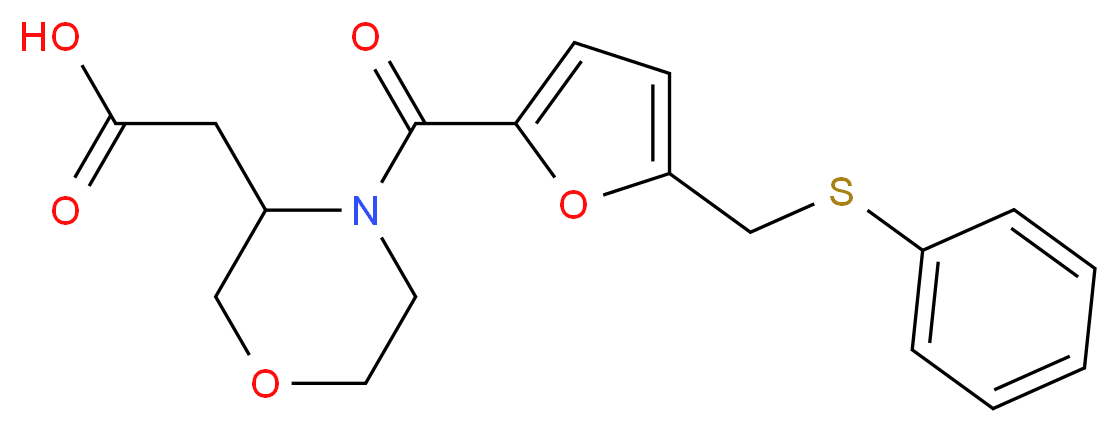 (4-{5-[(phenylthio)methyl]-2-furoyl}-3-morpholinyl)acetic acid_Molecular_structure_CAS_)