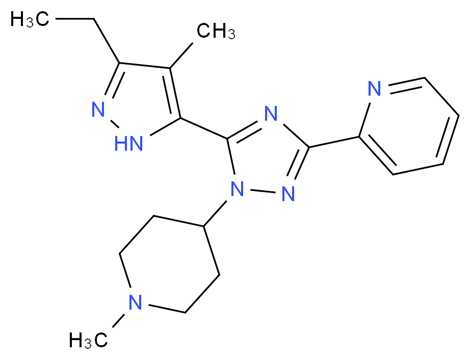 2-[5-(3-ethyl-4-methyl-1H-pyrazol-5-yl)-1-(1-methylpiperidin-4-yl)-1H-1,2,4-triazol-3-yl]pyridine_Molecular_structure_CAS_)