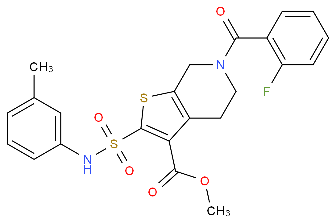 methyl 6-(2-fluorobenzoyl)-2-{[(3-methylphenyl)amino]sulfonyl}-4,5,6,7-tetrahydrothieno[2,3-c]pyridine-3-carboxylate_Molecular_structure_CAS_)