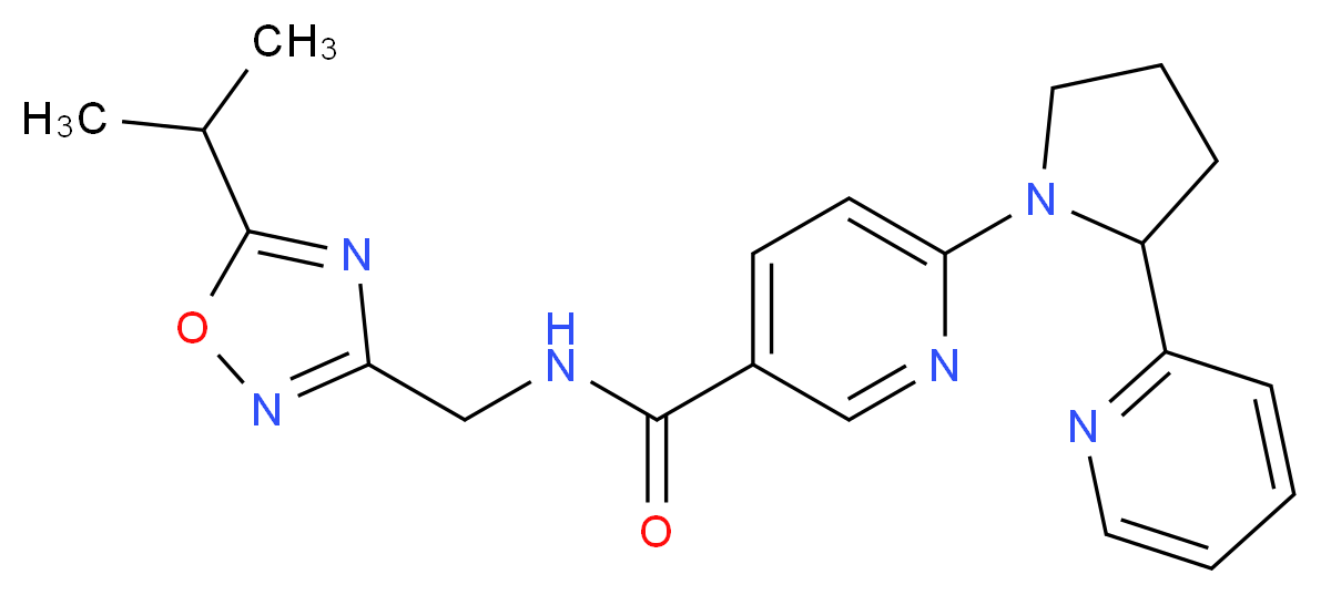 N-[(5-isopropyl-1,2,4-oxadiazol-3-yl)methyl]-6-[2-(2-pyridinyl)-1-pyrrolidinyl]nicotinamide_Molecular_structure_CAS_)