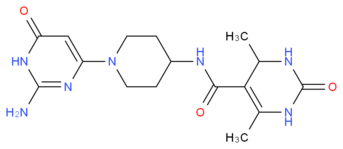 N-[1-(2-amino-6-oxo-1,6-dihydropyrimidin-4-yl)piperidin-4-yl]-4,6-dimethyl-2-oxo-1,2,3,4-tetrahydropyrimidine-5-carboxamide_Molecular_structure_CAS_)