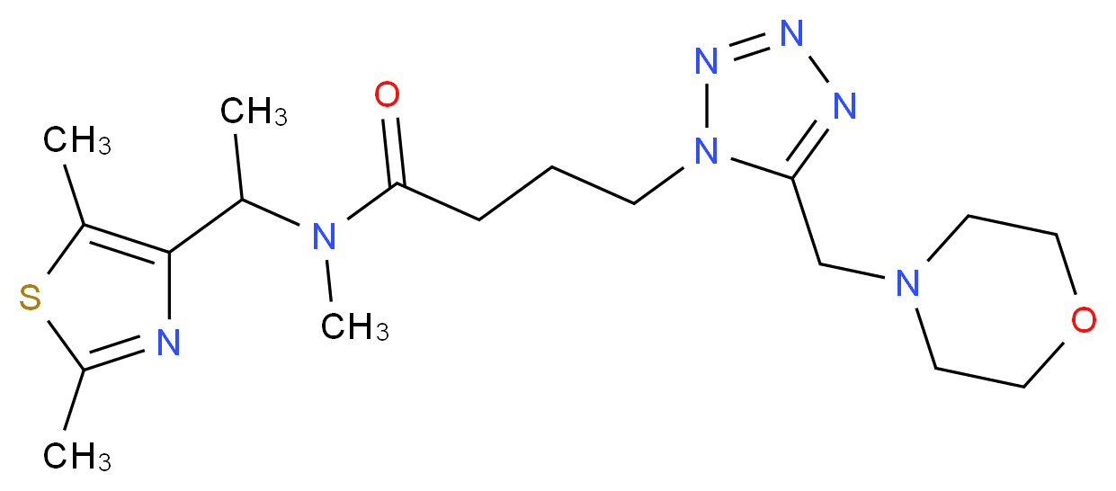 N-[1-(2,5-dimethyl-1,3-thiazol-4-yl)ethyl]-N-methyl-4-[5-(4-morpholinylmethyl)-1H-tetrazol-1-yl]butanamide_Molecular_structure_CAS_)