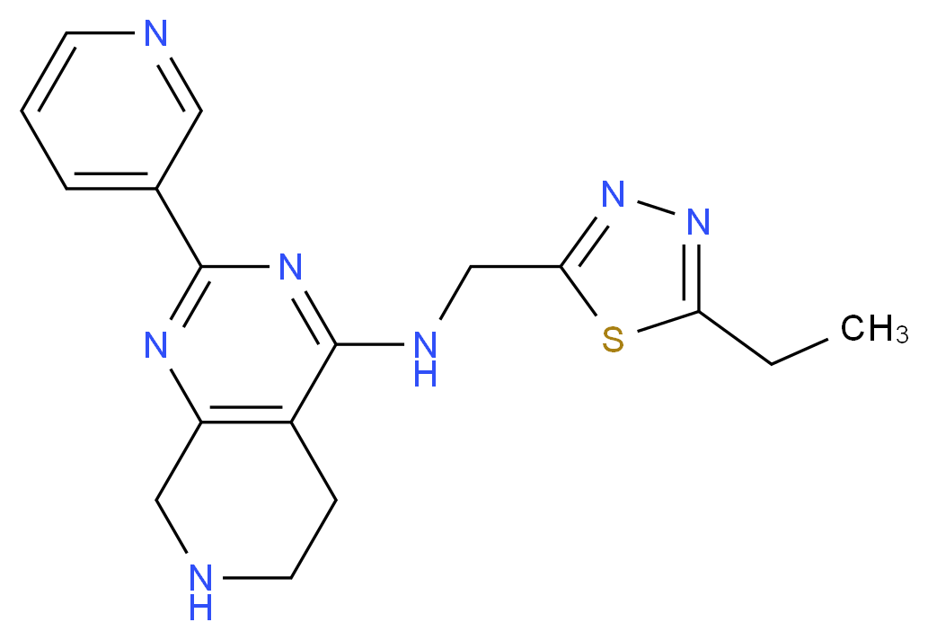 N-[(5-ethyl-1,3,4-thiadiazol-2-yl)methyl]-2-pyridin-3-yl-5,6,7,8-tetrahydropyrido[3,4-d]pyrimidin-4-amine_Molecular_structure_CAS_)