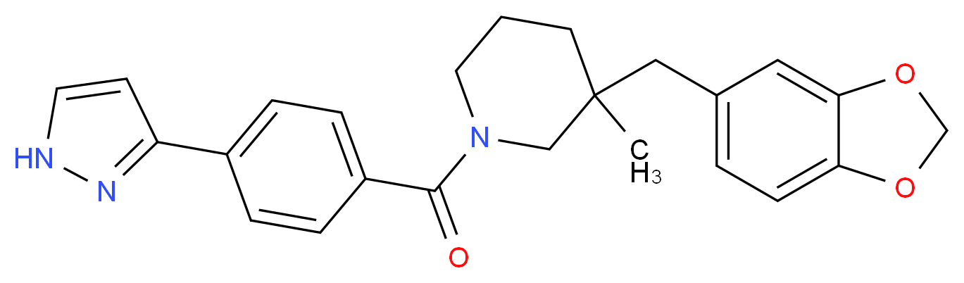 3-(1,3-benzodioxol-5-ylmethyl)-3-methyl-1-[4-(1H-pyrazol-3-yl)benzoyl]piperidine_Molecular_structure_CAS_)