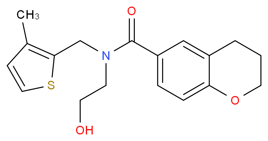 N-(2-hydroxyethyl)-N-[(3-methyl-2-thienyl)methyl]chromane-6-carboxamide_Molecular_structure_CAS_)