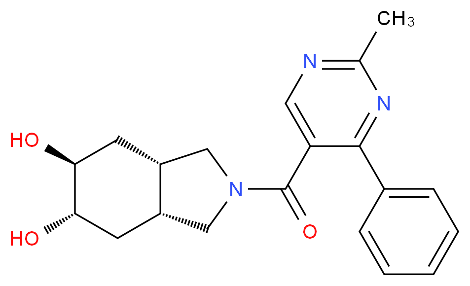 (3aR*,5S*,6S*,7aS*)-2-[(2-methyl-4-phenyl-5-pyrimidinyl)carbonyl]octahydro-1H-isoindole-5,6-diol_Molecular_structure_CAS_)