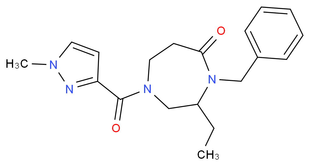 4-benzyl-3-ethyl-1-[(1-methyl-1H-pyrazol-3-yl)carbonyl]-1,4-diazepan-5-one_Molecular_structure_CAS_)